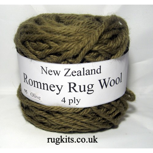 Romney rug wool 100g ball olive